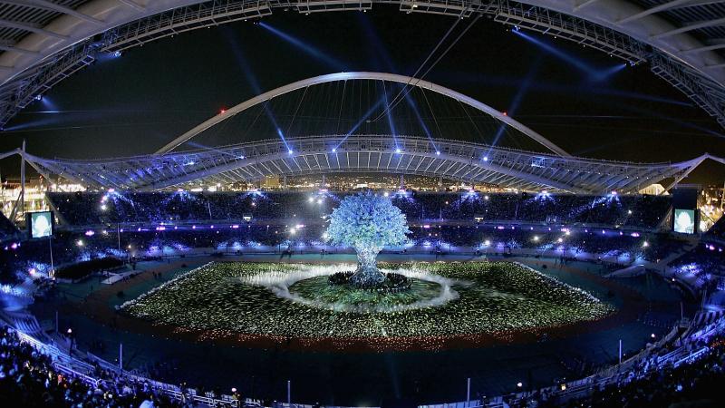 Opening Ceremony for the Athens 2004 Paralympic Games ATHENS - SEPTEMBER 17: General views during the opening ceremony for the Athens 2004 Paralympic Games on September 17, 2004 at the Sports Complex Olympic Stadium in Athens, Greece. (Photo by Brian Bahr/Getty Images)