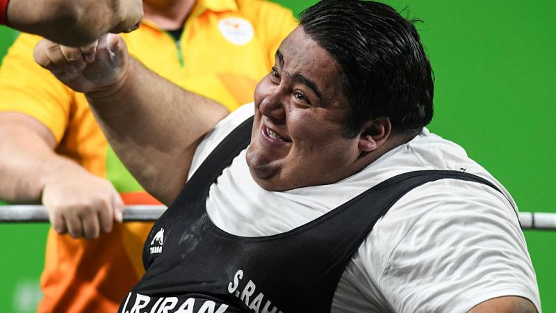 Siamand Rahman - Rio 2016 Siamand Rahman of Iran celebrates his victory on the Powerlifting - Men's +107kg Group A at Riocentro Pavillon 2