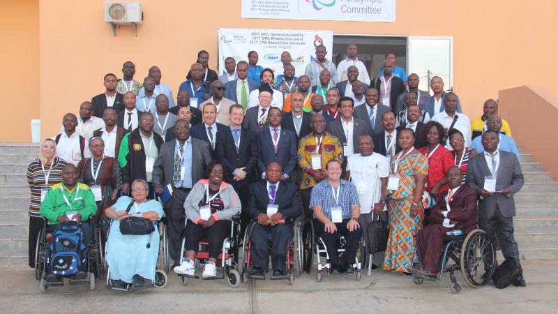 Group of people pose for a photo