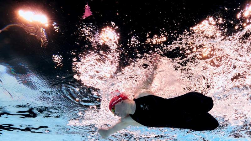 A Para swimmer in action