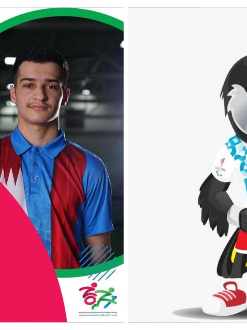 An image showing the picture of a young man and a mascot bird holding a torch